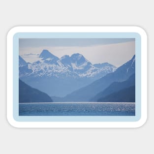 USA. Alaska. Ocean. Mountains. Silhouettes. Sticker